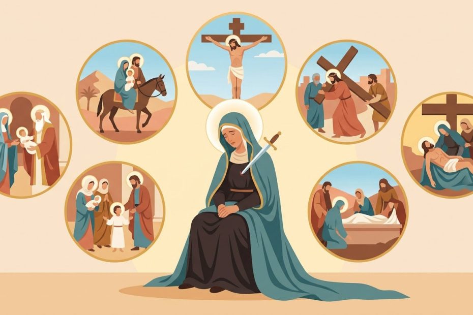 Our Lady of Seven Sorrows - Illustration prière catholique